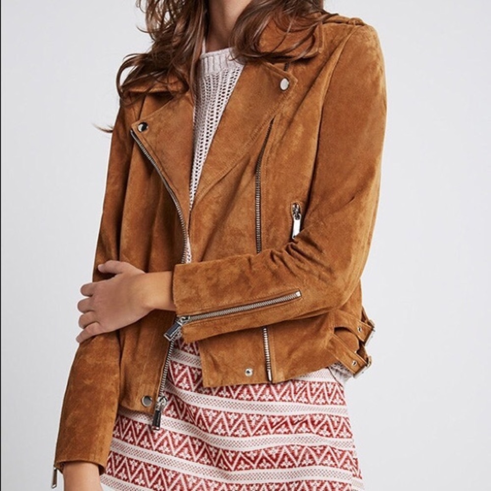 NWOT BCBG Tan Suede Moto Jacket